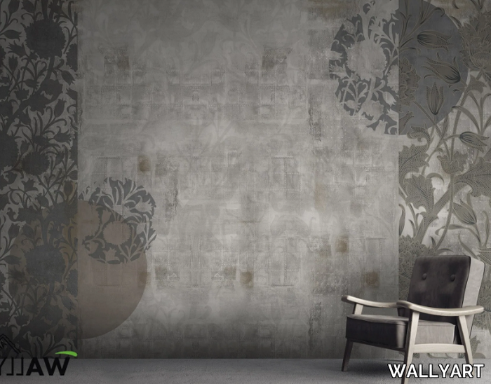 DAFNE - Fire retardant washable nonwoven wallpaper with floral pattern _ WALLYART