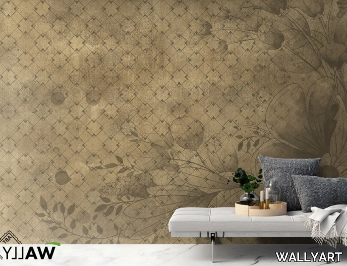 FRIDA - Fire retardant washable nonwoven wallpaper with floral pattern _ WALLYART