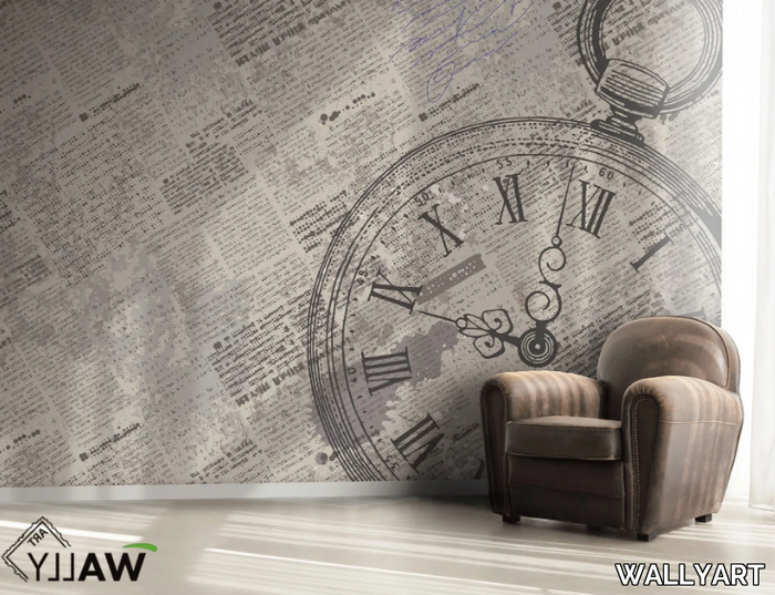 TIME OF WORDS - Motif fire retardant washable nonwoven wallpaper _ WALLYART