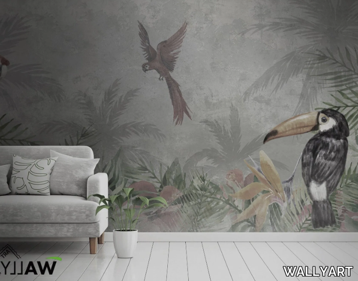 TROPICAL - Fire retardant washable Tropical nonwoven wallpaper _ WALLYART