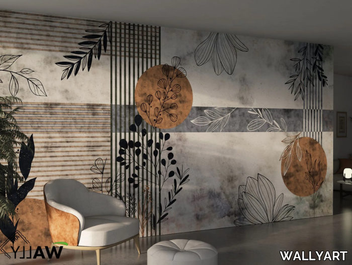 FLOW - Washable nonwoven wallpaper with floral pattern _ WALLYART