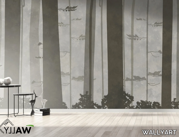 WOOD - Fire retardant washable landscape nonwoven wallpaper _ WALLYART