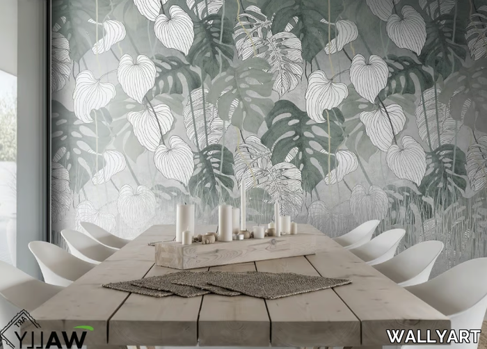 MAYA - Fire retardant washable Tropical nonwoven wallpaper _ WALLYART