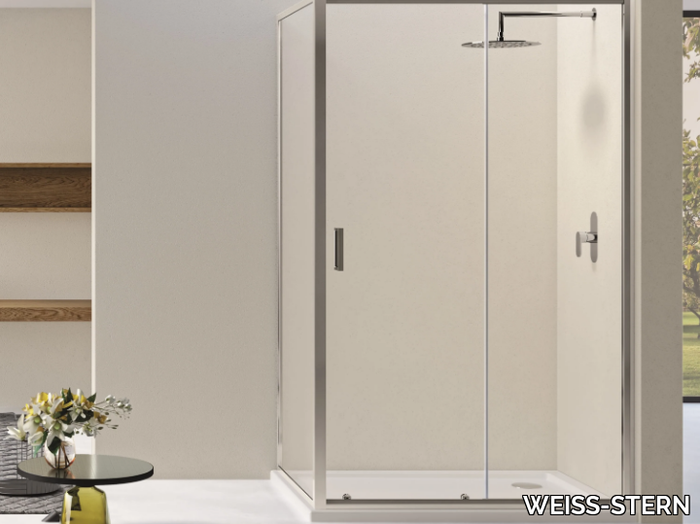 NEW FAST - Glass and aluminium shower cabin with sliding door _ WEISS-STERN