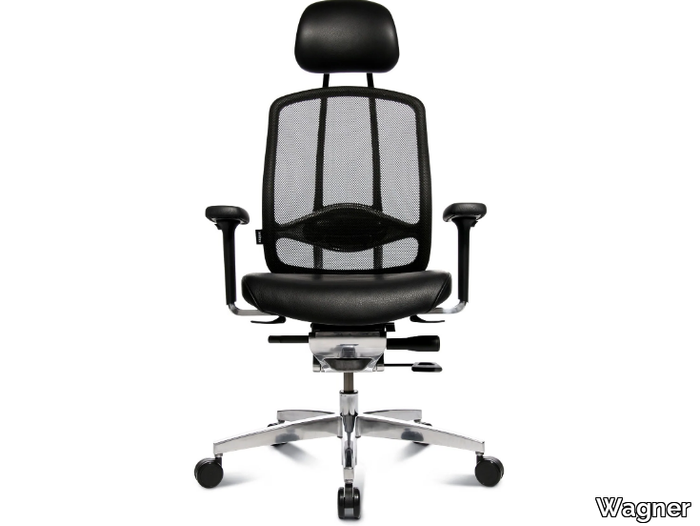 ALUMEDIC LIMITED - Leather office chair with castors with 5-Spoke base _ Wagner