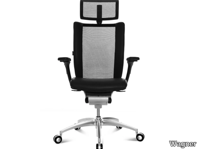 TITAN LIMITED - Height-adjustable leather office chair with 5-Spoke base _ Wagner