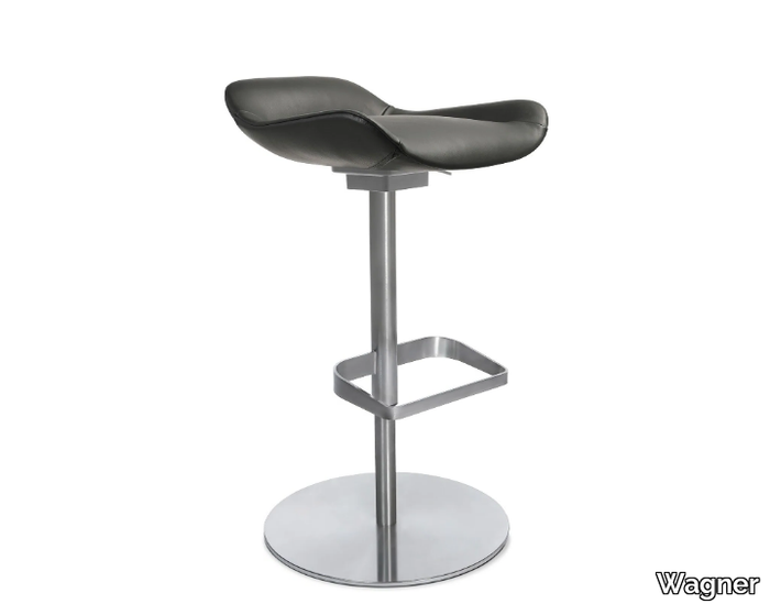 W-CLUB - Swivel leather stool with footrest _ Wagner