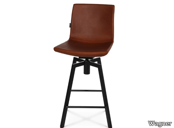 W-CUBE 6 M - Swivel leather kitchen stool with footrest _ Wagner