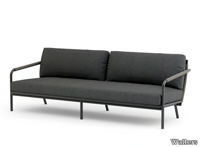 COAST - Upholstered 3 seater aluminium garden sofa _ Walters