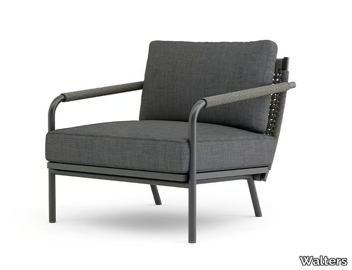 COAST - Upholstered aluminium garden armchair with armrests _ Walters