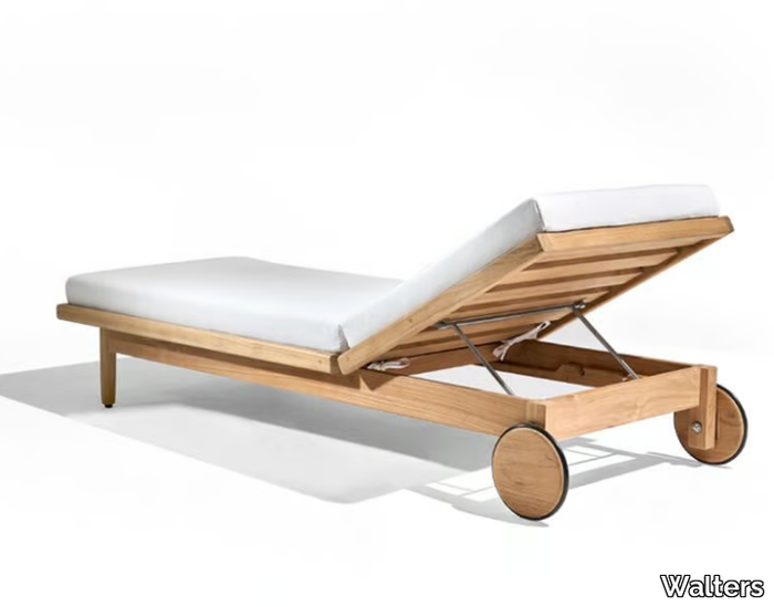 GEORGICA - Recliner teak sun lounger with castors _ Walters