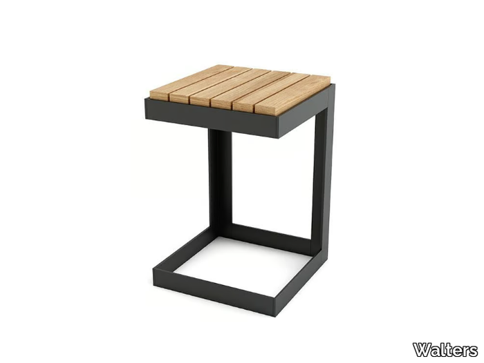 MORE COMFORT - Square steel and wood side table _ Walters