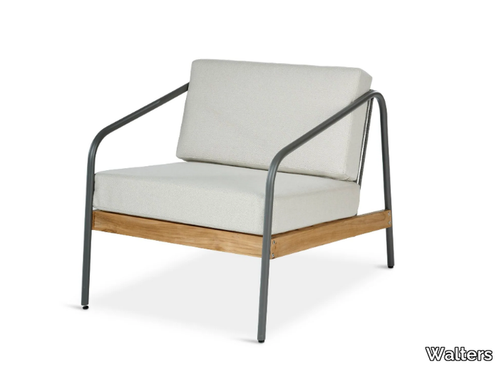 NORTH FORK - Garden aluminium and wood easy chair with armrests _ Walters