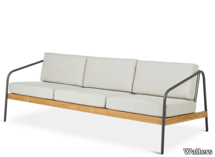 NORTH FORK - 3 seater aluminium and wood garden sofa _ Walters