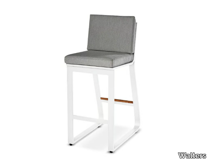 REGATTA - Upholstered aluminium stool with footrest _ Walters