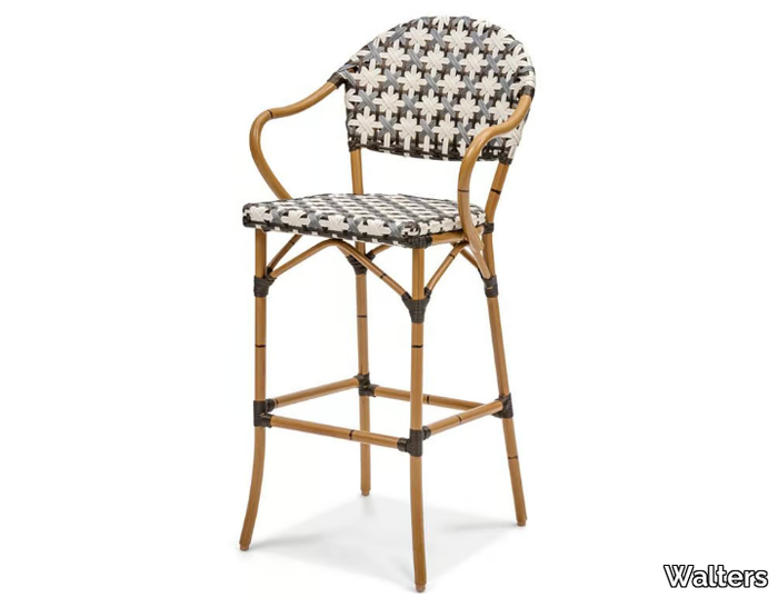 RESORT BERGERAC - Aluminium barstool with armrests _ Walters