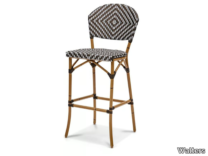 RESORT DIAMANT - Aluminium barstool with footrest _ Walters