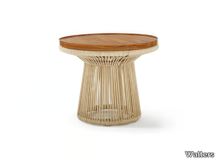 RESORT DUPONT - Round aluminium and wood garden side table _ Walters