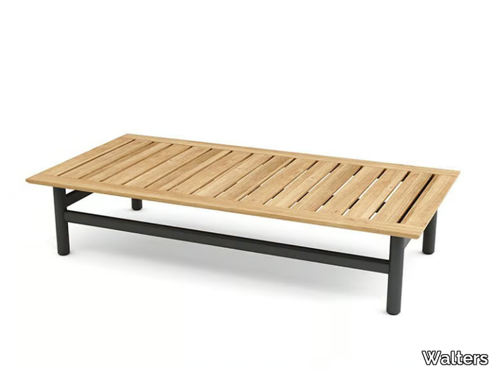 STRINGER - Low rectangular aluminium and wood coffee table _ Walters