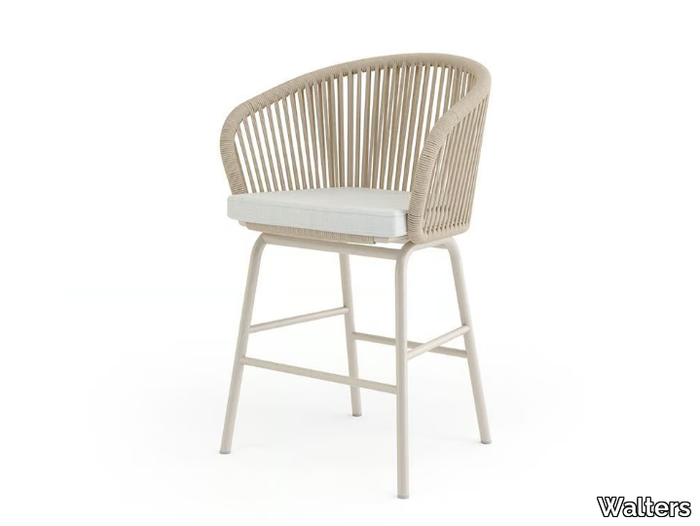 WAINSCOTT - Rope kitchen stool with armrests _ Walters