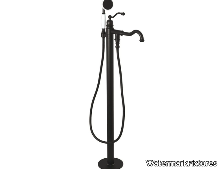 KINGSTON - Floor standing 1 hole brass bathtub mixer with hand shower _ WatermarkFixtures