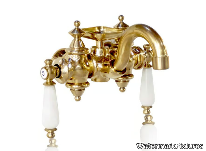 MONTAIGNE - Wall-mounted brass bathtub mixer _ WatermarkFixtures