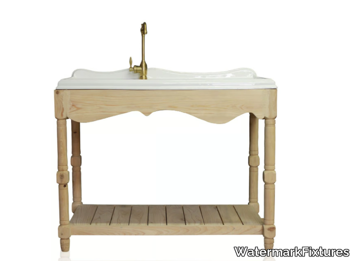 VIRTUOSO - Single floor-standing wooden vanity unit with integrated washbasin _ WatermarkFixtures