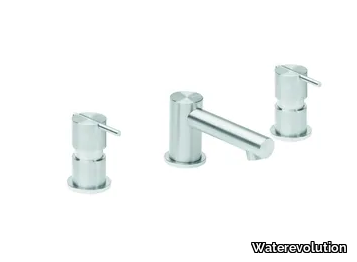 S22 T4.12.3F - 3 hole stainless steel washbasin tap _ Waterevolution