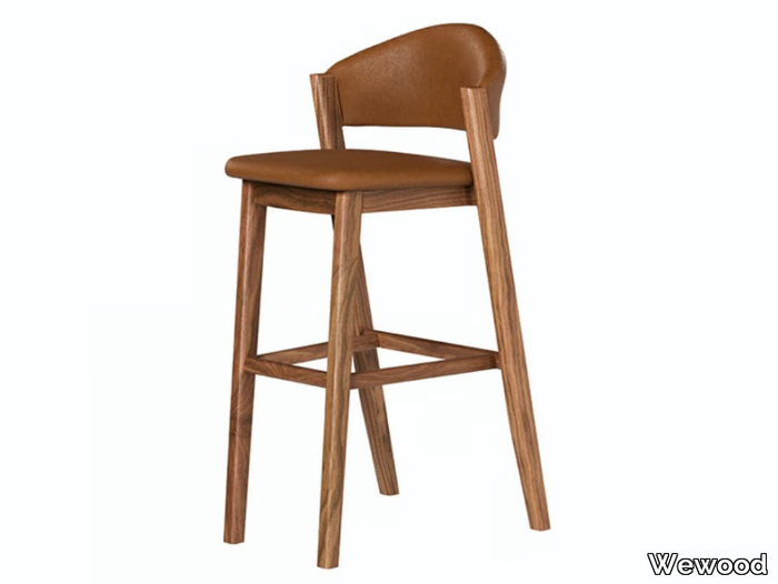 CARAVELA - High wooden stool with footrest _ Wewood