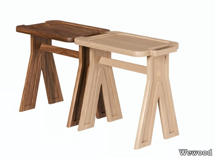 MULTIBANQUETA - Solid wood stool with linking device _ Wewood