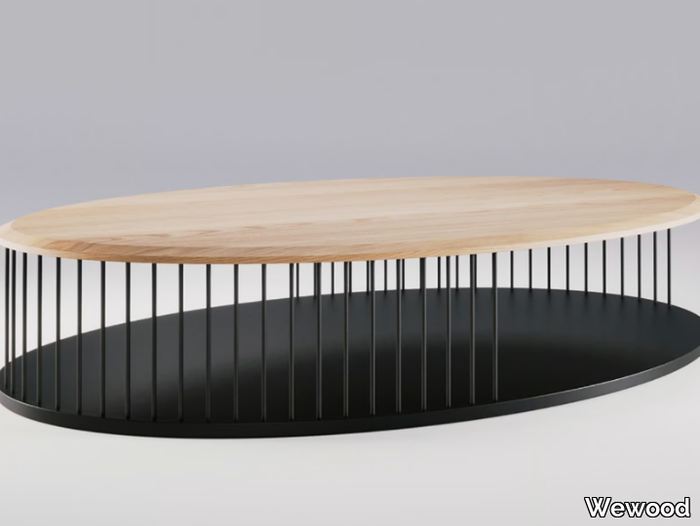 MEMÓRIA - Low oval solid wood coffee table _ Wewood