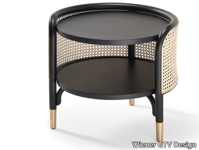 MOS - Round beech side table and woven cane inserts _ Wiener GTV Design