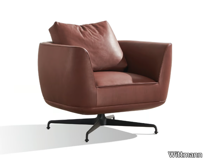 ANDES - Swivel leather armchair with armrests _ Wittmann