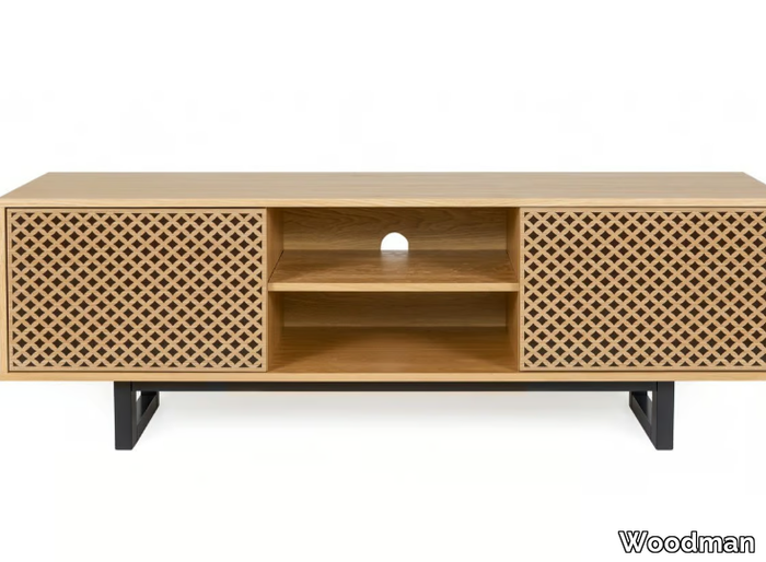 CAMDEN DIAMOND - Wood veneer TV cabinet with doors _ Woodman