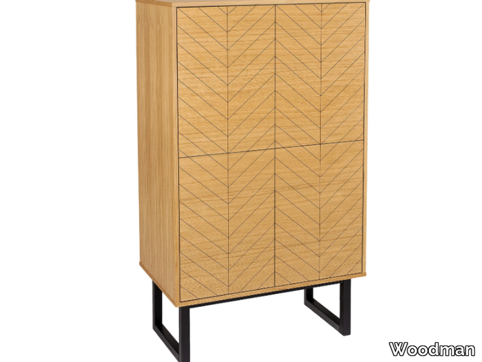 CAMDEN HERRINGBONE - Wood veneer highboard with doors _ Woodman