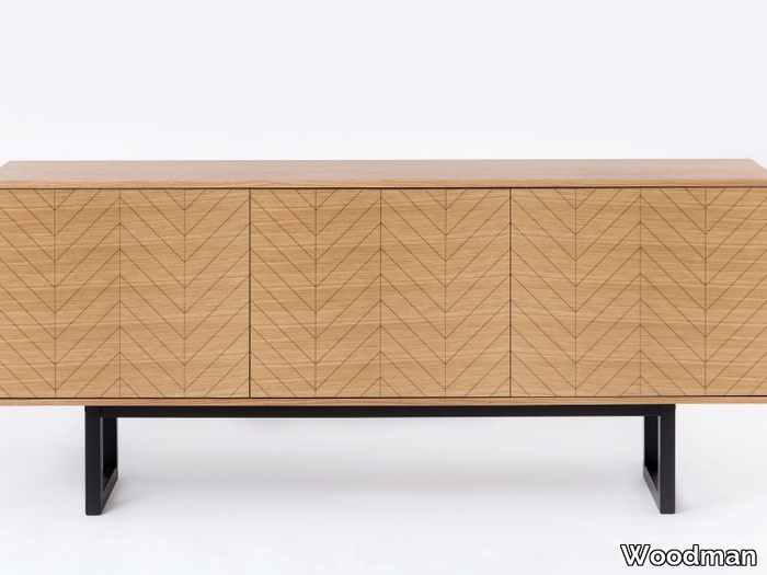 CAMDEN HERRINGBONE - Wood veneer sideboard with doors _ Woodman