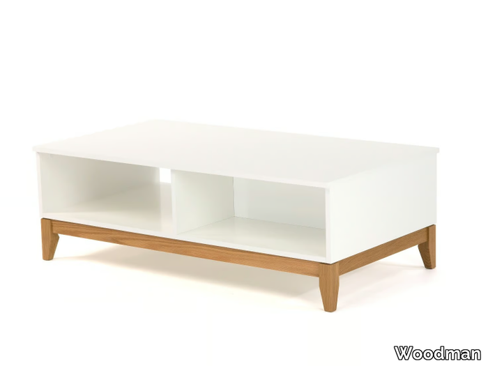 BLANCO - Rectangular melamine-faced chipboard coffee table with storage space _ Woodman