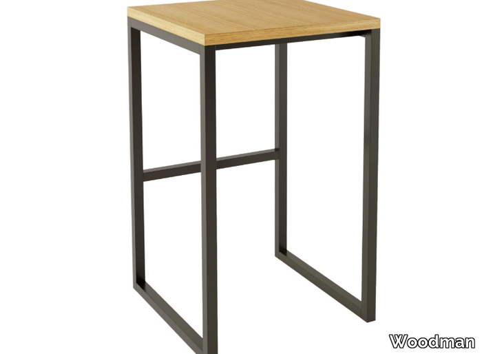 FRAME - High steel and wood stool with footrest _ Woodman