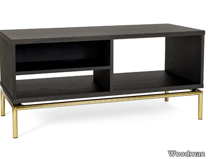 PIMLICO - Low wood veneer coffee table with integrated magazine rack _ Woodman