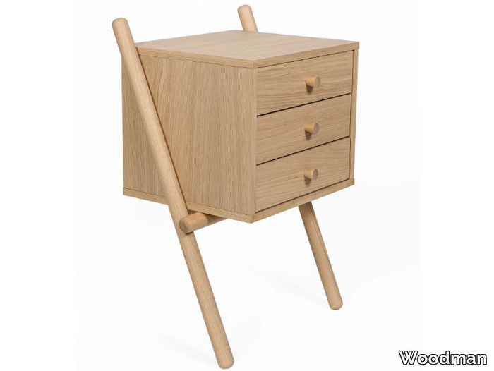 WIRU 3D - Wood veneer bedside table with drawers _ Woodman