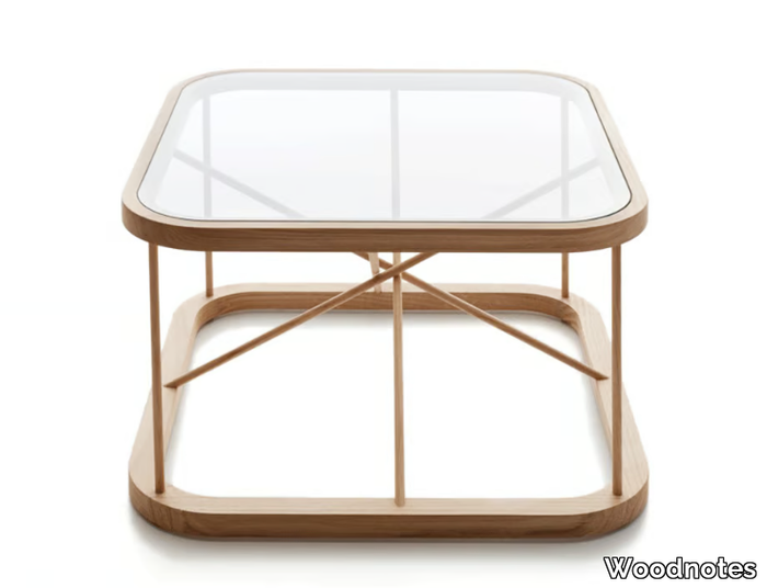 TWIGGY M - Square wood and glass coffee table _ Woodnotes