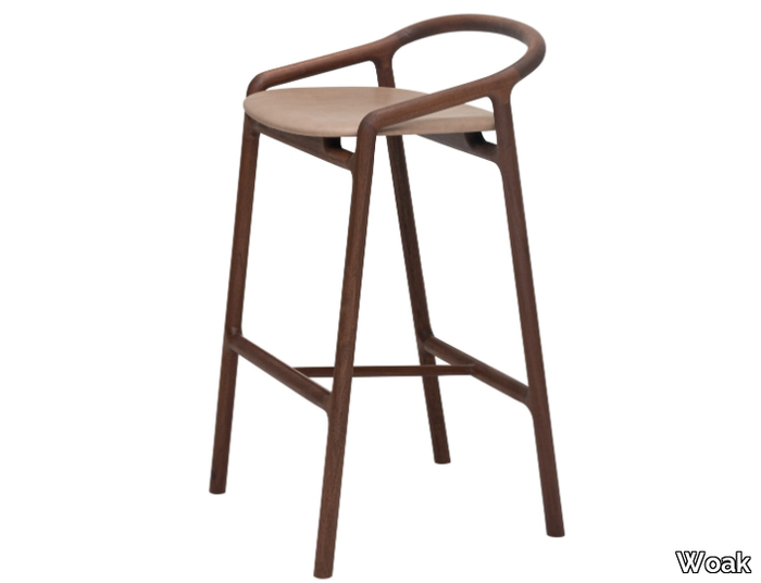 BRIONI - Upholstered solid wood barstool _ Woak