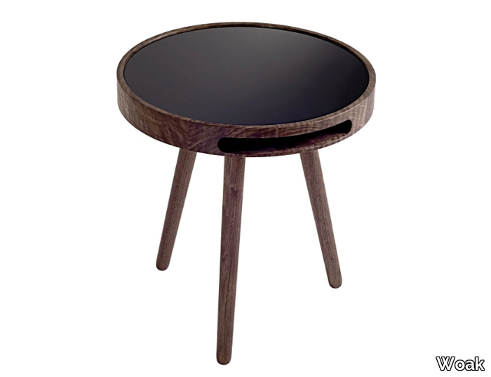 MALIN - Round wood and glass coffee table _ Woak