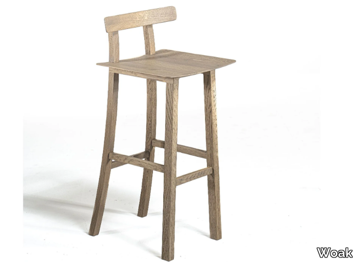 NERVOSA - High solid wood stool with footrest _ Woak