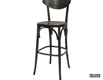 1446 - Wooden stool with footrest with back _ XLINE