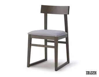 1440 - Sled base wooden chair with integrated cushion _ XLINE