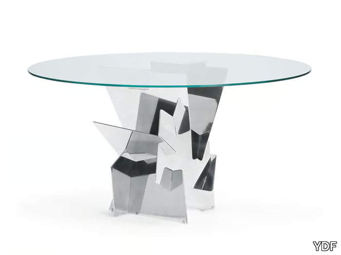 DIAMANTE - Round glass table _ YDF