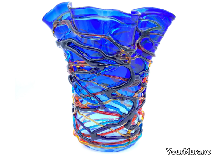 CHROMA FLY BLUE - Handmade Murano glass vase _ YourMurano