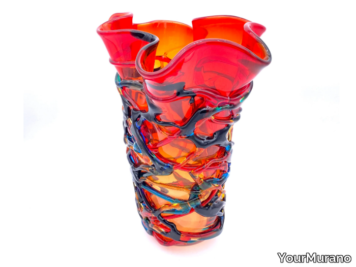 CHROMA FLY RED - Handmade Murano glass vase _ YourMurano