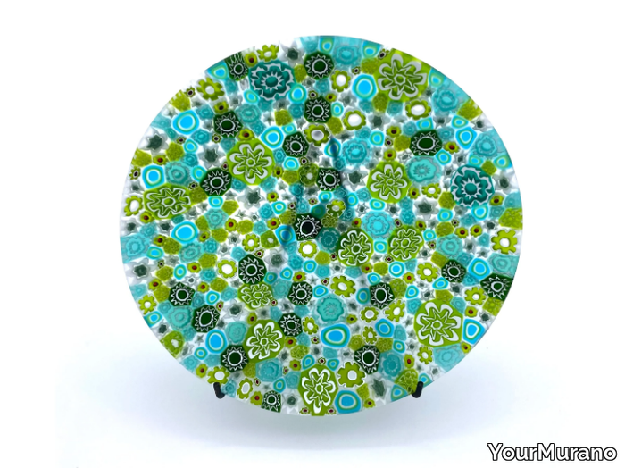 BLOOM GREEN - Murano glass decorative plate _ YourMurano